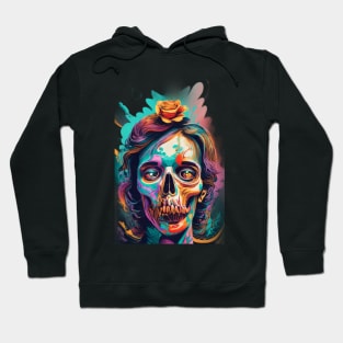 The face with a skull has strong, expressive colors Hoodie